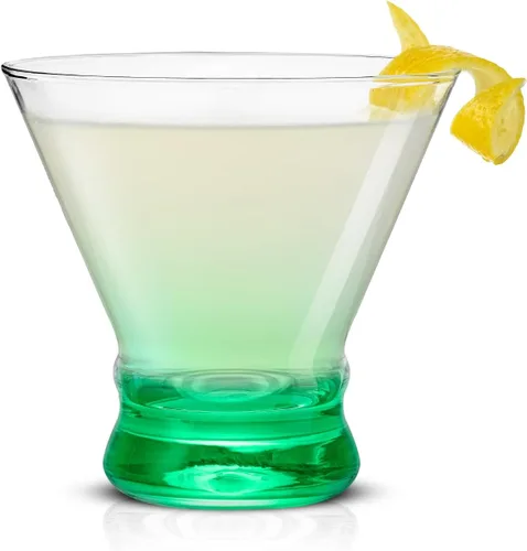 Miniatura 3 de JoyJolt Hue - Juego de 6 vasos de Martini de 7.5 onzas, base de vidrio de colores, vasos sin tallo para margarita, bar, cóctel de camarones, jugo