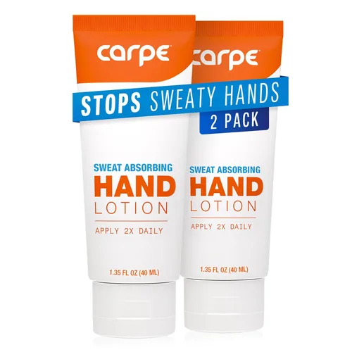 Carpe Loción para manos absorbente de sudor (paquete de 2), una loción suave y no irritante recomendada por dermatólogos que ayuda a detener el