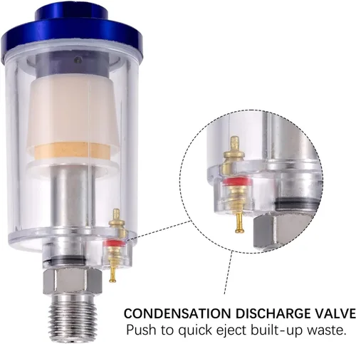 Miniatura 2 de Separador de agua y aceite de aire, filtro de trampa, separador de filtro de compresor de aire NPT de 1/4 pulgadas para pistola pulverizadora