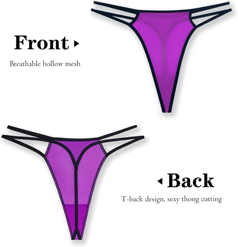 Miniatura 5 de T Back Sexy Low Rise Variedad Elástico Invisible Patrones de Tangas para Mujer