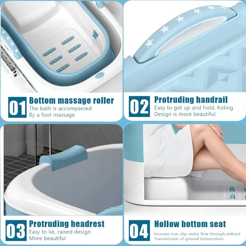 Miniatura 8 de Bañera plegable de 41 pulgadas para adultos, bañera portátil grande para ducha, bañera plegable sin esfuerzo para adultos para baños espaciosos