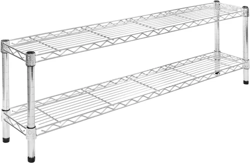 Miniatura 13 de SI Estantería de alambre cromado de 8 pulgadas de profundidad x 42 pulgadas con estantes de 2 niveles, capacidad de 800 libras cada uno, moderno