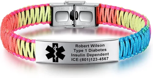 Miniatura 26 de Pulseras de alerta médica para mujeres Pulseras de identificación médica personalizables para hombres, niñas y niños Pulseras médicas trenzadas
