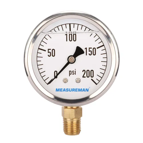 Miniatura 12 de MEASUREMAN - Manómetro de plomería relleno de glicerina, tamaño del dial de 2.5 pulgadas, 0 a 160 psi, caja de acero inoxidable, montaje trasero NPT