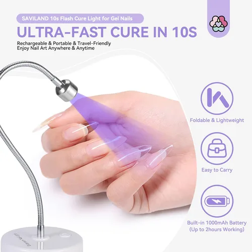 Miniatura 4 de SAVILAND Lámpara LED UV para uñas: Mini luz UV de 36 W para uñas de gel con soporte para cepillo de uñas, lámpara de uñas de gel y luz de curación