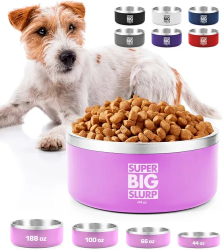 Miniatura 15 de Tuff Pupper Cuenco de acero inoxidable aislado resistente de 100 onzas para perros grandes, base antideslizante, apto para lavavajillas Rosa Punch