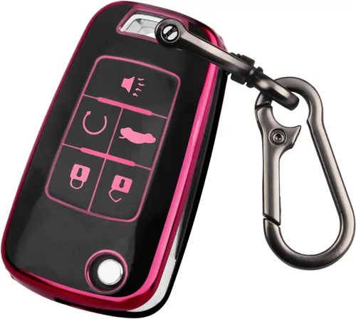 Miniatura 13 de QBUC Funda para Llavero de Chevy con Borde Cromado TPU Suave Compatible con Chevrolet Chevy Equinox Malibu Impala Cruze Sonic 2010-2019 de 4 Botones