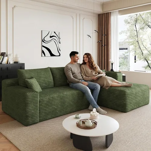 Miniatura 55 de Sofá seccional Cloud de 96 pulgadas, sofá deshuesado para sala de estar, sofá modular con asiento profundo, sofá de pana cómodo y esponjoso con Negro