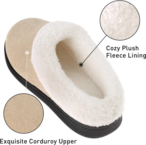 Miniatura 4 de VONMAY Pantuflas de casa mullidas para mujer, pantuflas de espuma viscoelástica con cuello de forro polar para interiores y exteriores