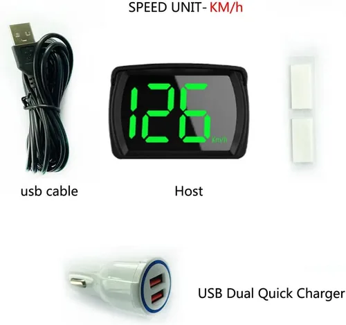 Miniatura 7 de Shkalacar Pantalla frontal HUD para automóvil, velocímetro digital GPS KM/H MPH con pantalla LED de fuente grande + adaptador de carga de automóvil