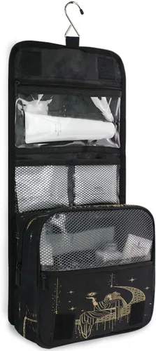 Miniatura 3 de Neceser colgante portátil cosmético maquillaje sacro noche niña en luna organizador de viaje para hombres y mujeres con gancho resistente, Patrón 1