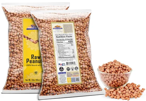 Miniatura 9 de Cacahuetes Rani, enteros crudos con piel (sin cocer, sin sal) 80 onzas (5 libras) 5.0 lbs a granel ~ Todo natural Vegano Kosher Apto