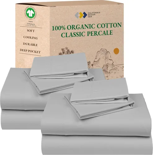 Miniatura 25 de California Design Den Sábanas King con Rayas, 100% Algodón Orgánico Percal, Juego de Sábanas de Bolsillo Profundo King y Fundas de Almohada - Raya