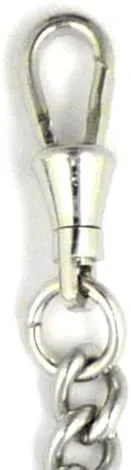 Miniatura 2 de Dueber Reloj de bolsillo de acero inoxidable cromado con cadena Albert con barra en T, Moderno