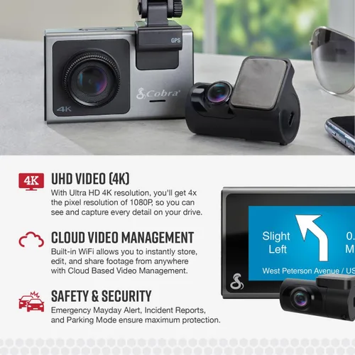 Miniatura 3 de Cámara de salpicadero inteligente Cobra+leva trasera (SC 400D) – Resolución UHD 4K, Alexa incorporada, capacidad para 3 cámaras, alertas de policía