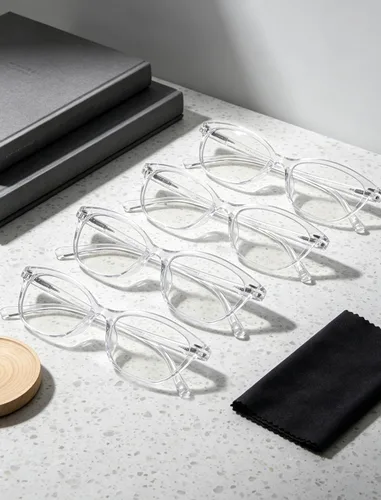 Miniatura 2 de HEEYYOK 0.50 Gafas de lectura para mujeres, 4 unidades, transparentes, diseño ojo de gato, para caras pequeñas, lentes de lectura flexibles