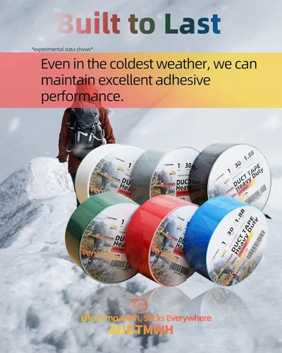 Miniatura 5 de AUDTMWH Cinta adhesiva resistente, 1.88 pulgadas x 90 pies, impermeable, resistente a la temperatura, durabilidad extrema, súper fijo, sin residuos