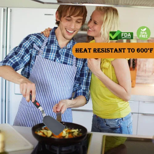 Miniatura 3 de Juego de 4 Espátulas Volteadoras de Silicona, Wiztoynia Espátulas de Cocina Resistentes al Calor 600°F para Utensilios de Cocina Antiadherentes