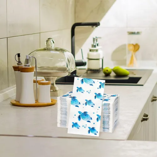 Miniatura 7 de Yisong 100 toallas de mano desechables de tortuga, servilletas de papel para baño, invitados, toallas suaves decorativas, suministros de fiesta