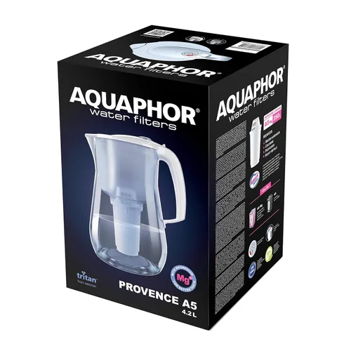 Miniatura 6 de AQUAPHOR Provence - Jarra de filtro de agua de 4,2 L, para reducción de cloro y otras impurezas, incluye 1 cartucho de filtro A5 con magnesio