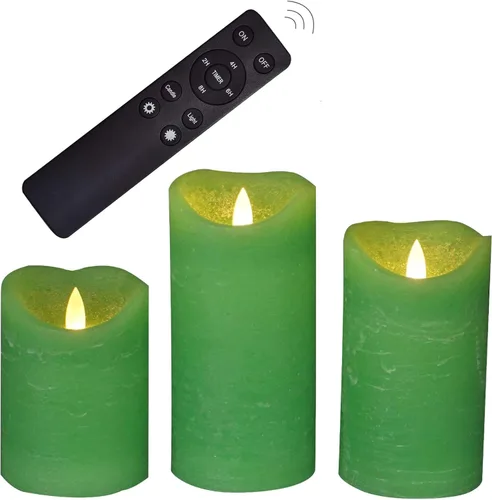CANDLE CHOICE Velas sin llama a pilas con temporizador remoto, cera real, realista, brillante, parpadeante, luces LED eléctricas, luces LED para