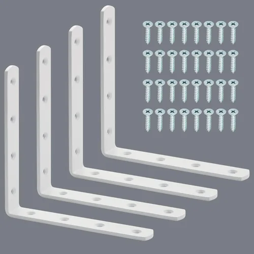 Miniatura 19 de Alise 4 soportes en L resistentes, soportes de esquina de 3.2 x 3.2 pulgadas, soportes flotantes blancos para estantes, soportes de montaje en pared