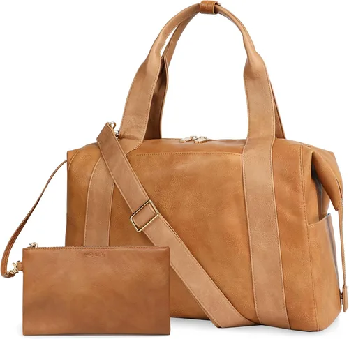 miss fong Bolsa de pañales, bolsa de bebé, bolsa de pañales de cuero, bolsa de mano para bebé con 9 bolsillos, bolsa grande para mamá con bolso