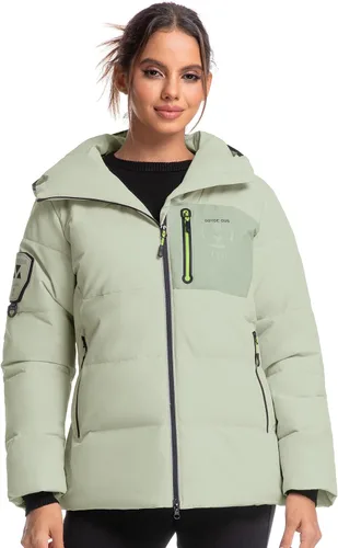 Miniatura 11 de Chaqueta aislante para mujer, resistente al viento, impermeable, con capucha, para esquí, snowboard, con múltiples bolsillos
