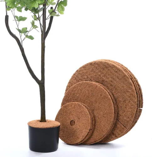 Miniatura 5 de PATIKIL Tapete de fibra de coco de 12 pulgadas, paquete de 5 protectores de fibra de coco para plantas en macetas de interior y exterior