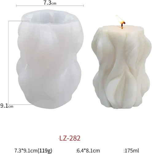 Miniatura 6 de Molde de vela de rotación ondulada, paquete de 2 moldes de silicona para velas para decoración del hogar, molde de silicona para cilindro de resina