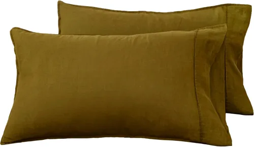 Miniatura 13 de S VICTORY SYMBOL Juego de 2 fundas de almohada de lino 100% orgánico, fundas de almohada de lino natural francés con cierre de botones de coco