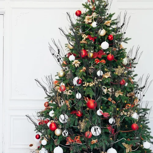 Miniatura 2 de Sggvecsy Paquete de 20 adornos artificiales de tallo de bayas con purpurina de 17 pulgadas, púas de Navidad falsas con purpurina decorativas