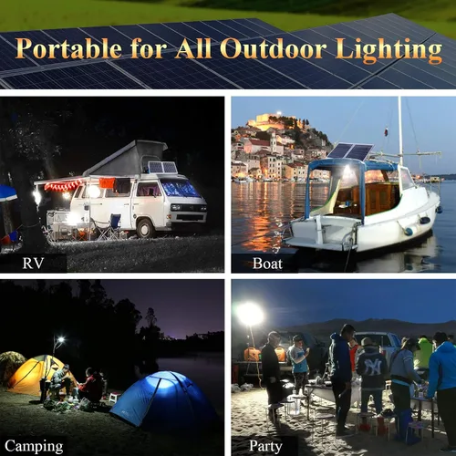 Miniatura 3 de Luces solares para interiores, 4 bombillas de luces solares para cobertizo con interruptor de encendido y apagado, kit de panel solar de 30W