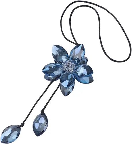 Miniatura 6 de Accesorio de pendiente decorativo, diseño de flor de cristal, para espejo retrovisor de vehículo, Azul
