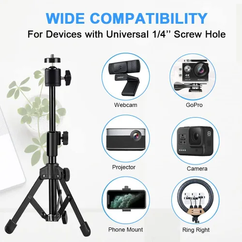 Miniatura 4 de Trípode para cámara web, trípode extensible para cámara/teléfono/cámara web, trípodes de escritorio, soporte para cámara web, compatible con cámaras