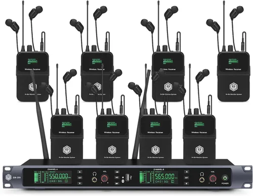 Miniatura 9 de W IN-MIX EM100 UHF Sistema de monitor intrauditivo inalámbrico 1 Bodypacks Sistema IEM mono, tecnología PLL, rango de 300 pies, latencia ultrabaja