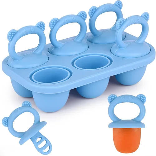 Miniatura 10 de Sakolla Moldes de silicona para paletas de bebé con 6 cavidades, moldes para paletas de leche materna para aliviar la dentición, molde de paletas