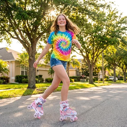 Miniatura 2 de Patines de ruedas para niños, patines rodantes ajustables de 4 tamaños con ruedas que se iluminan, 10C a 6 patines de ruedas para principiantes