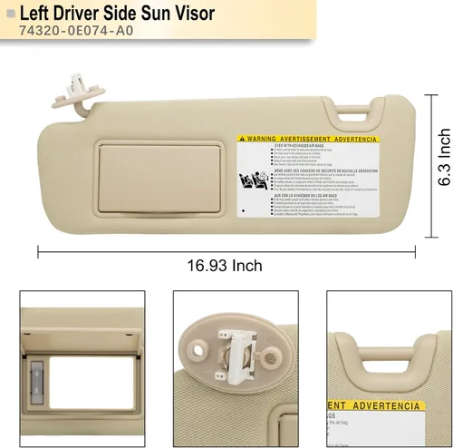 Miniatura 4 de NHILES Visera para el lado izquierdo del conductor, compatible con Toyota Highlander 2014 2015 2016 2017 2018 2019, reemplaza # 74320-0E074-A0