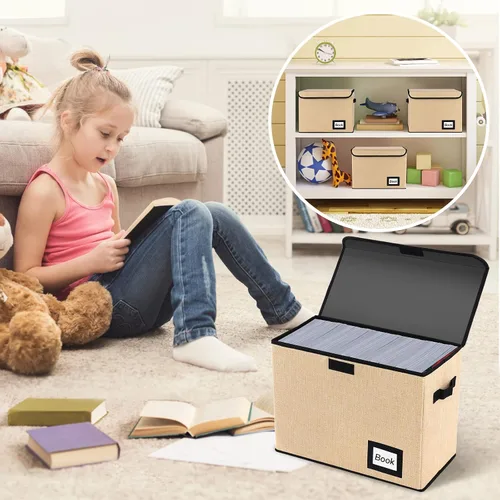 Miniatura 6 de Paquete de 2 cajas de almacenamiento de cómics, organizador protector, 15.8 x 7.8 x 11.8 pulgadas, caja corta plegable, con capacidad para 160-180