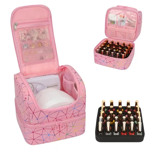Miniatura 20 de CUBETASTIC Organizador de esmalte de uñas, estuche portátil de almacenamiento de esmalte de uñas con capacidad para 45 frascos de esmalte de uñas