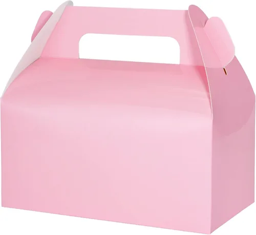 UnicoPak Paquete de 30 cajas de regalo de fiesta a dos aguas rosadas, cajas de bolsas de regalos para golosinas, galletas, dulces, ideales para