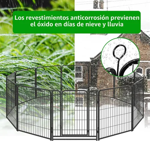 Miniatura 7 de Kfvigoho Corralito para perros para exteriores, extra ancho, 12 paneles de alta resistencia con revestimiento antioxidante, valla para perro