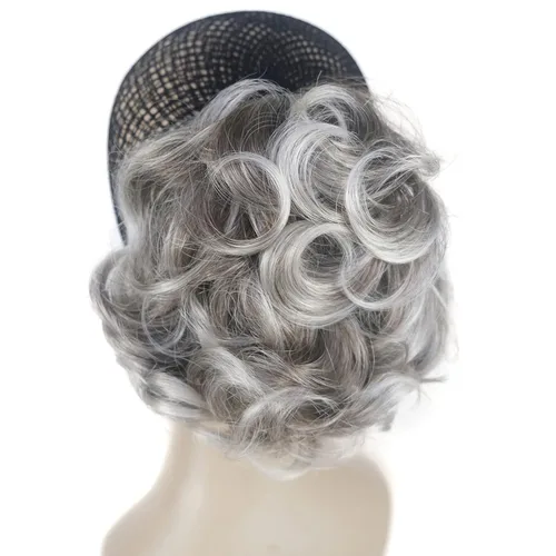 Miniatura 2 de Aimole Extensiones de clip de garra sintética de dama de cola de caballo gris rizado corto (48T)