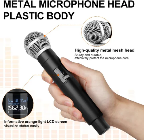 Miniatura 8 de Depusheng DX4 Micrófono Inalámbrico, Sistema Profesional de Karaoke de 4 Canales de Mano para Karaoke en Casa, Reuniones, Fiestas, Iglesia, DJ