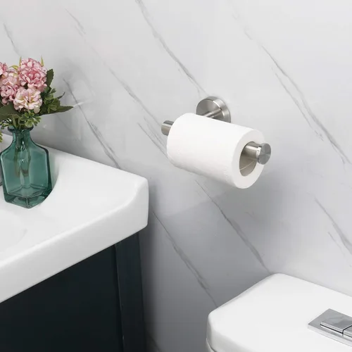 Miniatura 2 de NearMoon Portarrollos de papel para baño, soporte de papel higiénico de acero inoxidable SUS304 premium a prueba de óxido montado en pared para baño