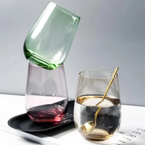 Miniatura 4 de Juego de 4 copas de vino de colores sin tallo, de 16.74 onzas, cristalería de gran tamaño para vino tinto y blanco, cóctel, jugo, agua, té helado