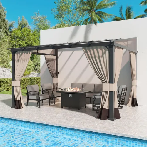 Miniatura 21 de Kullavik Gazebo de parrilla de techo rígido de 8 x 5 pies, gazebo para barbacoa al aire libre con techo de acero galvanizado y gancho de techo