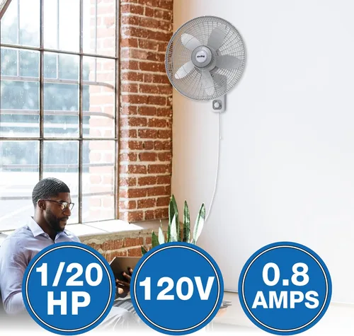 Miniatura 2 de Air King 9012 Ventilador oscilante de montaje en pared de grado comercial, 12 pulgadas, color blanco