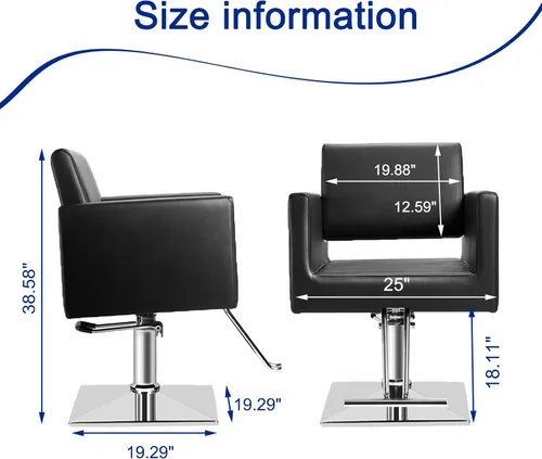 Miniatura 2 de Silla de peluquería para peluquería, capacidad de 330 libras, con bomba hidráulica resistente, equipo de belleza ajustable giratorio de 360°, Negro